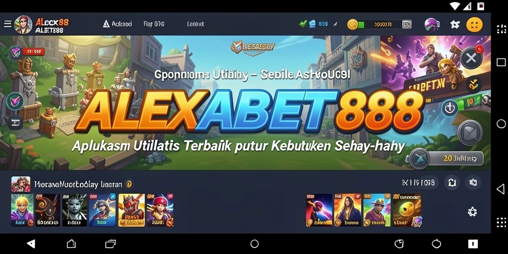 Tampilan utama ALEXABET88 dengan berbagai fitur utilitas yang menarik.