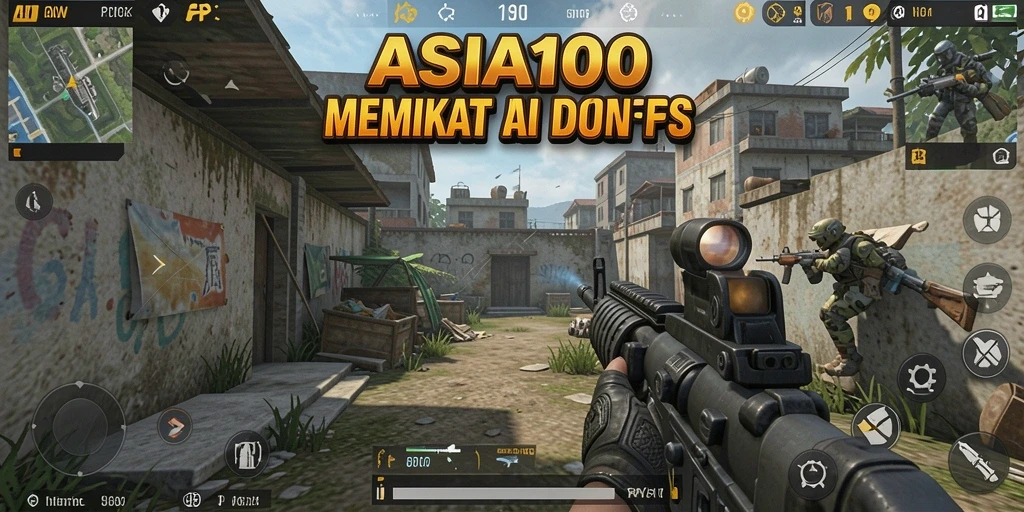 Screenshot gameplay ASIA100 menampilkan pertempuran mendebarkan di lingkungan yang dinamis.