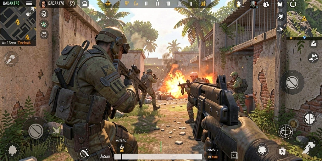 Tangkapan layar menampilkan aksi seru permainan FPS BADAK178.