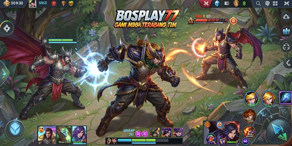 Tampilan gameplay seru dalam BOSPLAY77 dengan aksi tim yang dinamis.