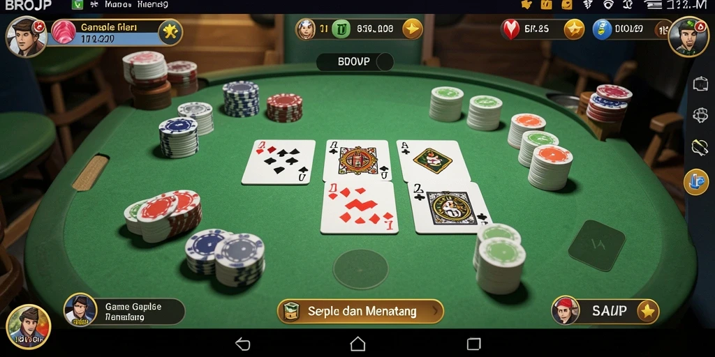 Tampilan screenshot gameplay BROJP yang menampilkan keseruan bermain Gaple.