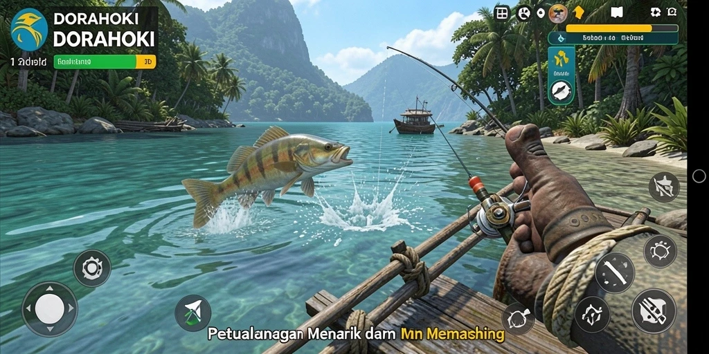 Screenshot gameplay DORAHOKI yang menampilkan beragam ikan yang bisa ditangkap.