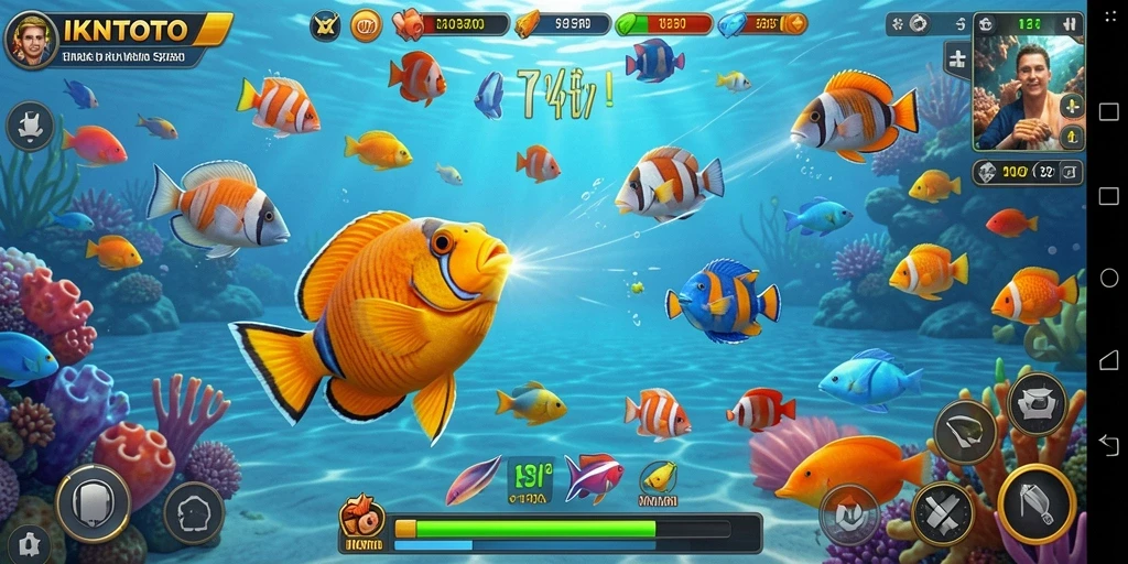 Tampilan gameplay Tembak Ikan yang seru dan penuh warna.