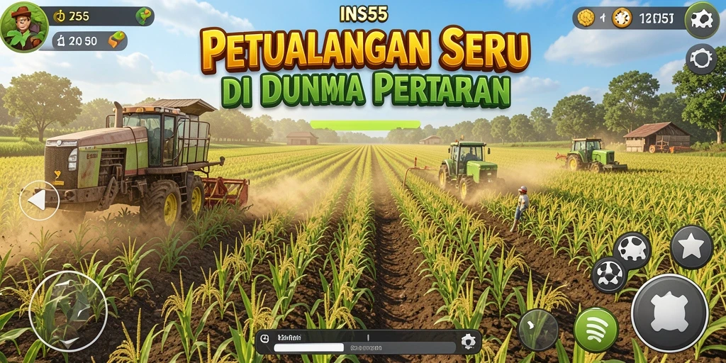 Tampilan gameplay seru dalam INS55 saat bercocok tanam.