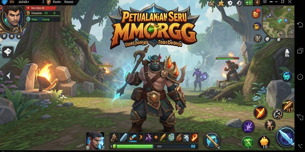 Screenshot utama JJ62 menampilkan pertempuran epik dalam dunia MMORPG.