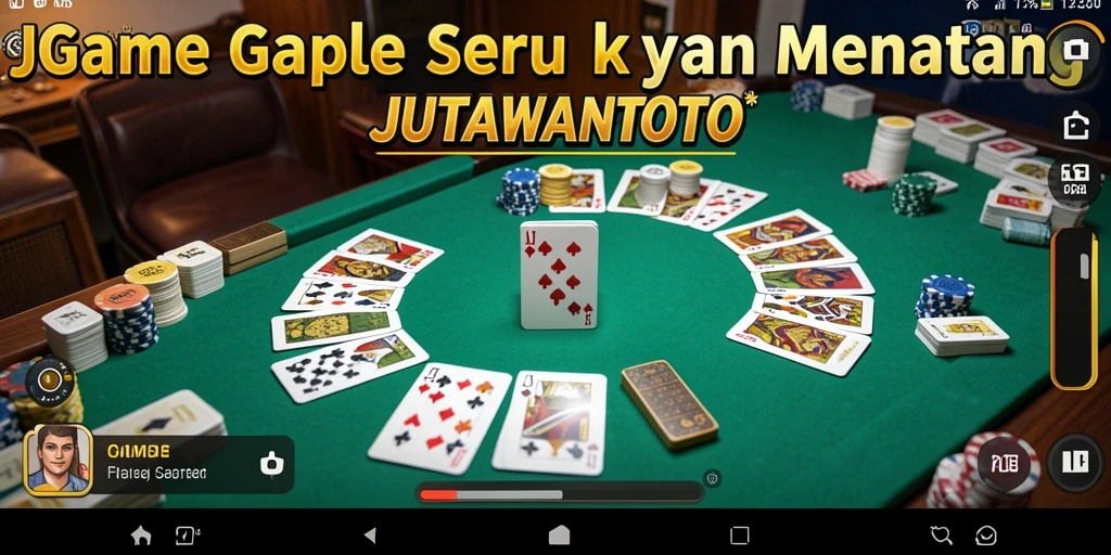 Screenshot utama JUTAWANTOTO menampilkan gameplay Gaple yang seru dan menantang.