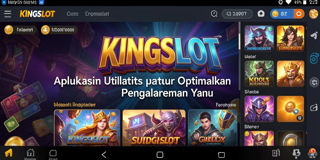 Tampilan screenshot utama KINGSLOT dengan fitur utilitas yang menarik.