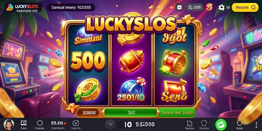 Screenshot gameplay LUCKYSLOTS menampilkan keseruan mengadu keberuntungan di mesin slot.