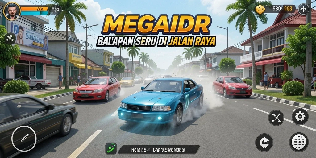 Gameplay Racing seru dengan lintasan menantang dan kendaraan cepat.