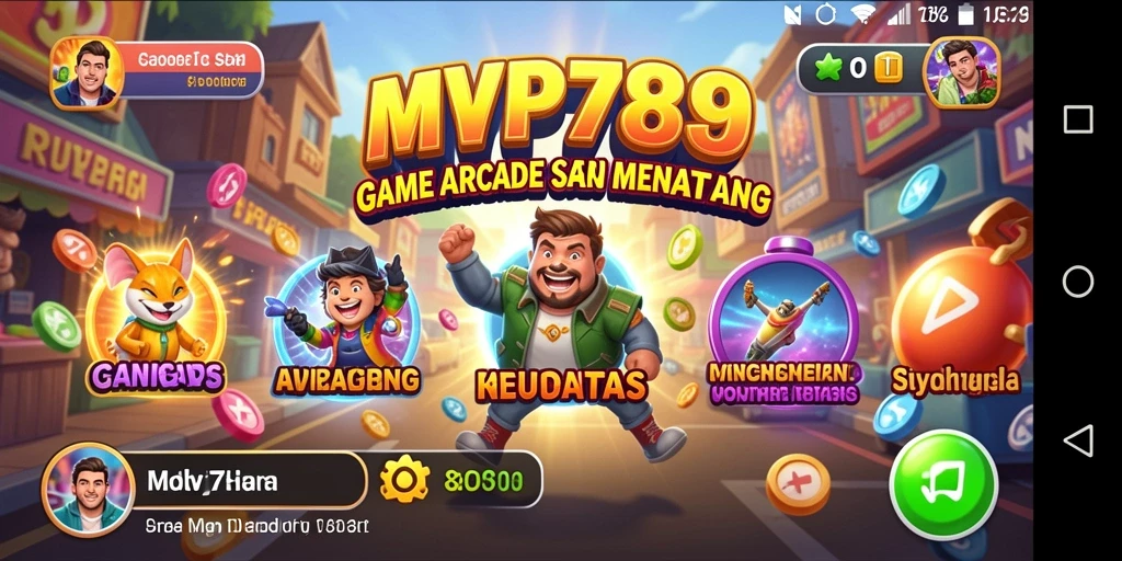 Screenshot utama MVP789 yang menunjukkan gameplay Arcade yang penuh aksi.