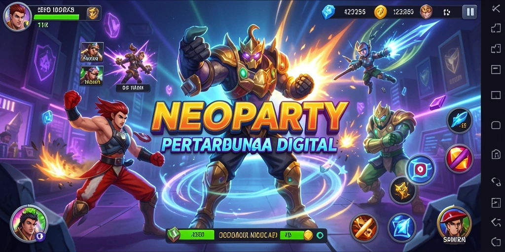 Tampilan gameplay NEOPARTY yang menegangkan saat pertarungan berlangsung.