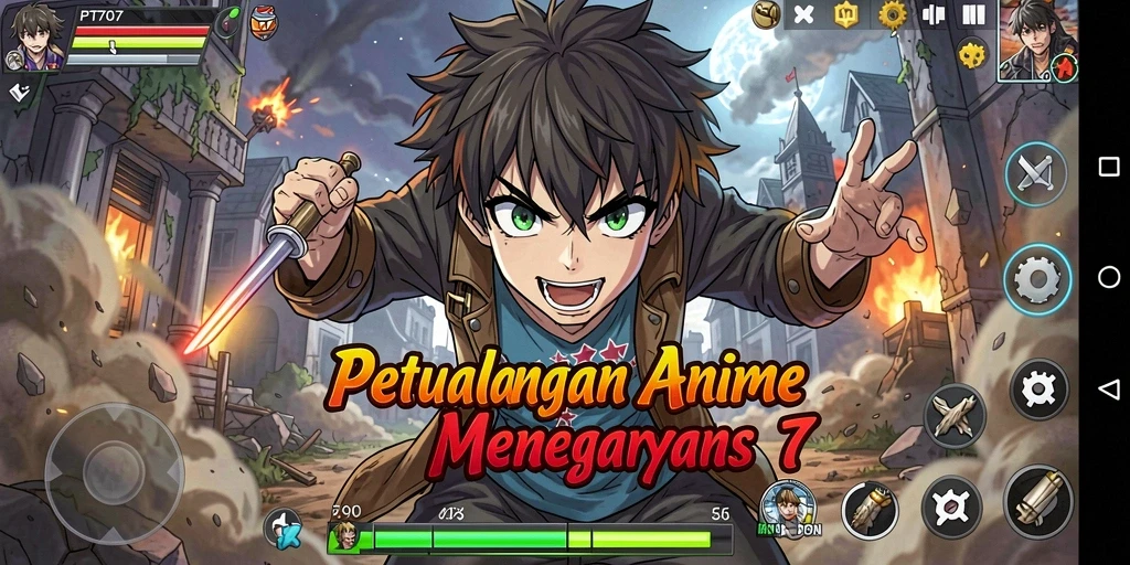 Tampilan menarik dari gameplay PT707 dengan karakter anime.