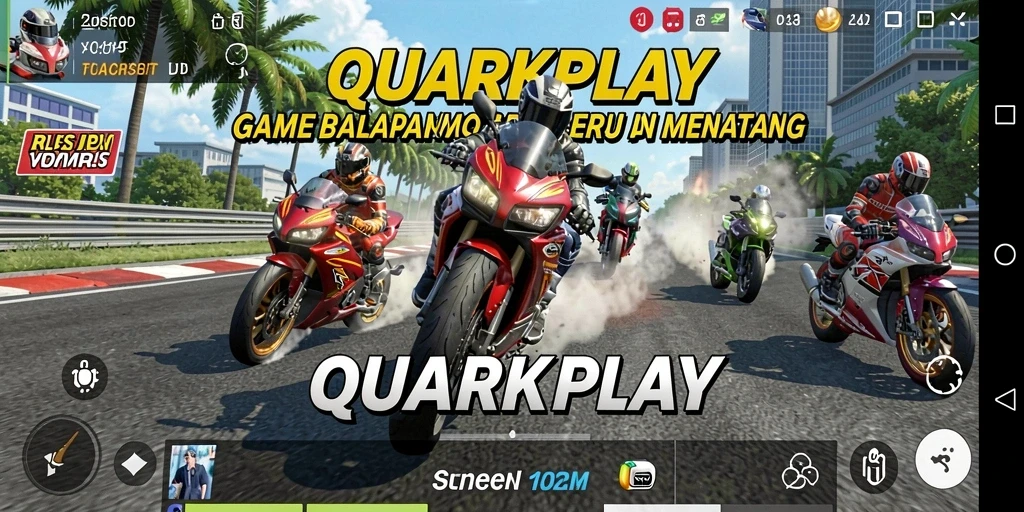 Tampilan gameplay seru balapan motor di QUARKPLAY.