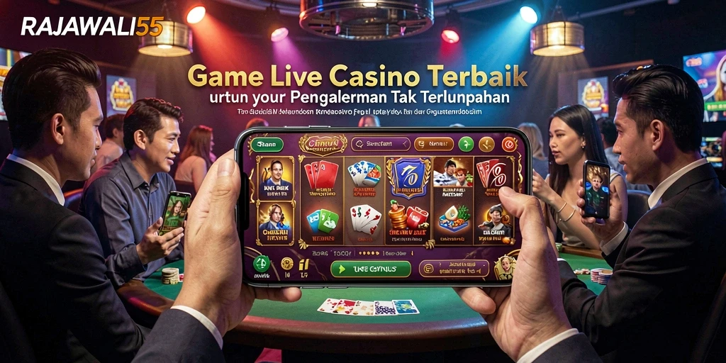 Screenshot gameplay RAJAWALI55 menampilkan dealer langsung dan meja permainan yang mengasyikkan.