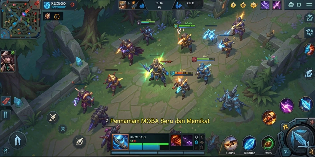 Tampilan gameplay menarik di REZEGO dengan strategi MOBA.
