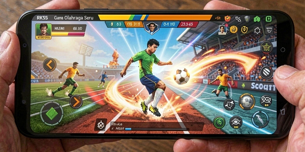 Screenshot RK55 menampilkan aksi gameplay olahraga yang mengasyikkan.