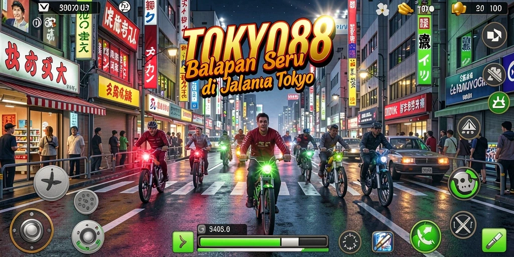 Tampilan balapan intens di jalanan Tokyo yang menakjubkan.